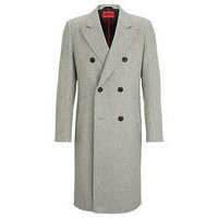 Double-breasted slim-fit coat in wool-blend twill, Hugo boss