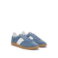 Suede-leather lace-up trainers with branding, Hugo boss