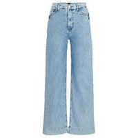 Regular-fit high-waisted jeans in blue denim, Hugo boss