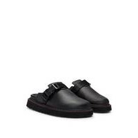Leather slip-on shoes with branded buckle, Hugo boss