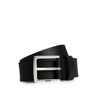 Grained Italian-leather belt with logo buckle, Hugo boss