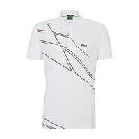 Active-stretch cotton-blend polo shirt with seasonal artwork, Hugo boss