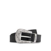 Italian-leather belt with ornate buckle, keeper and tip, Hugo boss