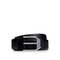 Italian-leather belt with angled branded buckle, Hugo boss