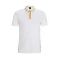 Mercerised-cotton slim-fit polo shirt with contrast stripes, Hugo boss