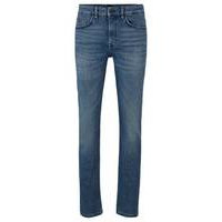 Slim-fit jeans in mid-blue soft stretch denim, Hugo boss