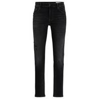 Slim-fit jeans in black soft-motion denim, Hugo boss