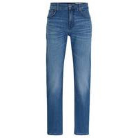 Regular-fit jeans in blue soft stretch denim, Hugo boss