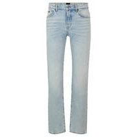 Regular-fit jeans in blue rigid denim, Hugo boss