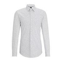 Slim-fit shirt in printed stretch-cotton poplin, Hugo boss