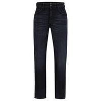 Relaxed-fit jeans in blue cashmere-touch denim, Hugo boss