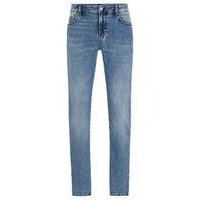 Slim-fit jeans in blue cashmere-touch denim, Hugo boss