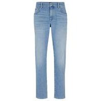 Regular-fit jeans in blue cashmere-touch denim, Hugo boss