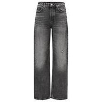 Relaxed-fit jeans in grey distressed denim, Hugo boss