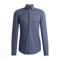 Slim-fit shirt in printed performance-stretch fabric, Hugo boss