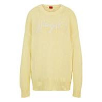 Cotton-blend oversized-fit sweater with handwritten logo, Hugo boss