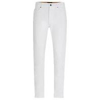 Tapered-fit jeans in white Italian stretch denim, Hugo boss
