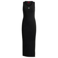 Long-length dress in stretch jersey with stacked logo, Hugo boss