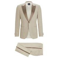 Slim-fit tuxedo in micro-patterned linen, Hugo boss