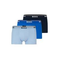 Three-pack of stretch-cotton trunks with logo waistbands, Hugo boss