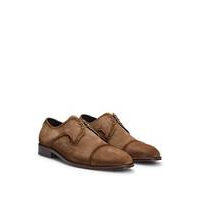 Italian-made suede Derby shoes with cap-toe detail, Hugo boss