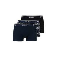 Three-pack of stretch-cotton trunks with logo waistbands, Hugo boss