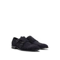 Suede shoes with double-monk strap and cap toe, Hugo boss