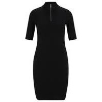 Zip-neck dress in stretch jersey with stacked logo, Hugo boss
