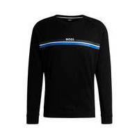 Cotton-terry sweatshirt with stripes and logo, Hugo boss