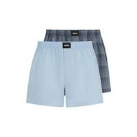 Two-pack of cotton-poplin pyjama shorts with logos, Hugo boss