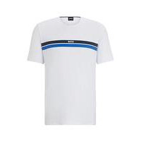 Logo-stripe pyjama T-shirt in stretch-cotton jersey, Hugo boss