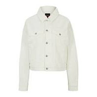 White stretch-denim jacket with signature trims, Hugo boss