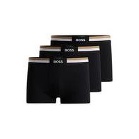 Three-pack of cotton-blend trunks with signature waistbands, Hugo boss