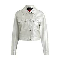 Relaxed-fit jacket in metallic faux leather, Hugo boss