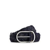 Woven-suede belt with silver-tone buckle, Hugo boss