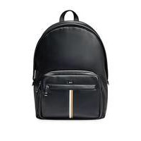 Faux-leather backpack with signature stripe, Hugo boss