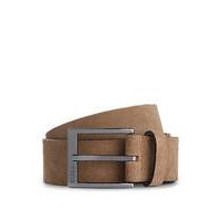 Italian-suede belt with engraved logo buckle, Hugo boss