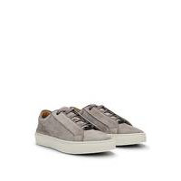 Suede low-top trainers with branded lace loop, Hugo boss