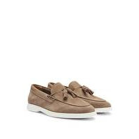 Suede slip-on loafers with tassel trim, Hugo boss