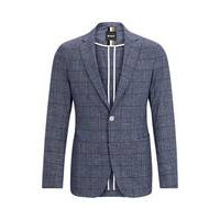 Slim-fit micro-patterned jacket in checked serge, Hugo boss