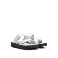 Faux-leather slip-on sandals with padded straps, Hugo boss