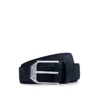 Italian-made suede belt with angular branded buckle, Hugo boss