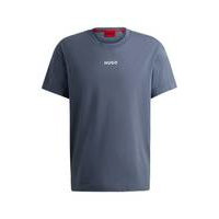 Stretch-cotton pyjama T-shirt with logo print, Hugo boss