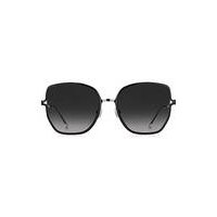 Black-frame sunglasses with forked temples and branded chain, Hugo boss