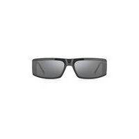 Grey-acetate mask-style sunglasses with temple logo, Hugo boss