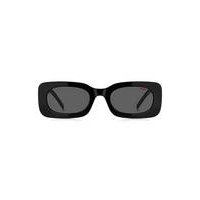 Black-acetate sunglasses with detachable slogan strap, Hugo boss