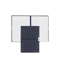 A6 notebook in navy faux leather with elasticated band, Hugo boss