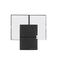 A6 notebook in black faux leather with elasticated band, Hugo boss