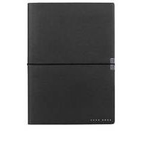 A5 notebook in black faux leather with elasticated band, Hugo boss