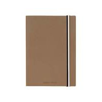 Camel faux-leather A5 notebook with signature-stripe strap, Hugo boss